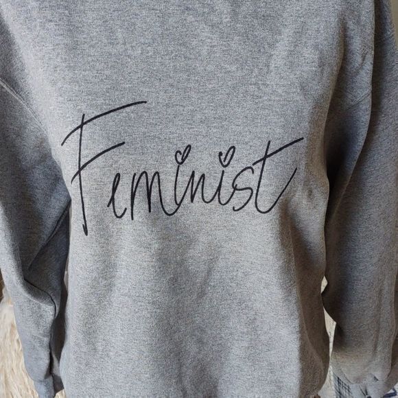 Feminist Grey Jerzees NuBlend Sweatshirt Sz M - Picture 1 of 6